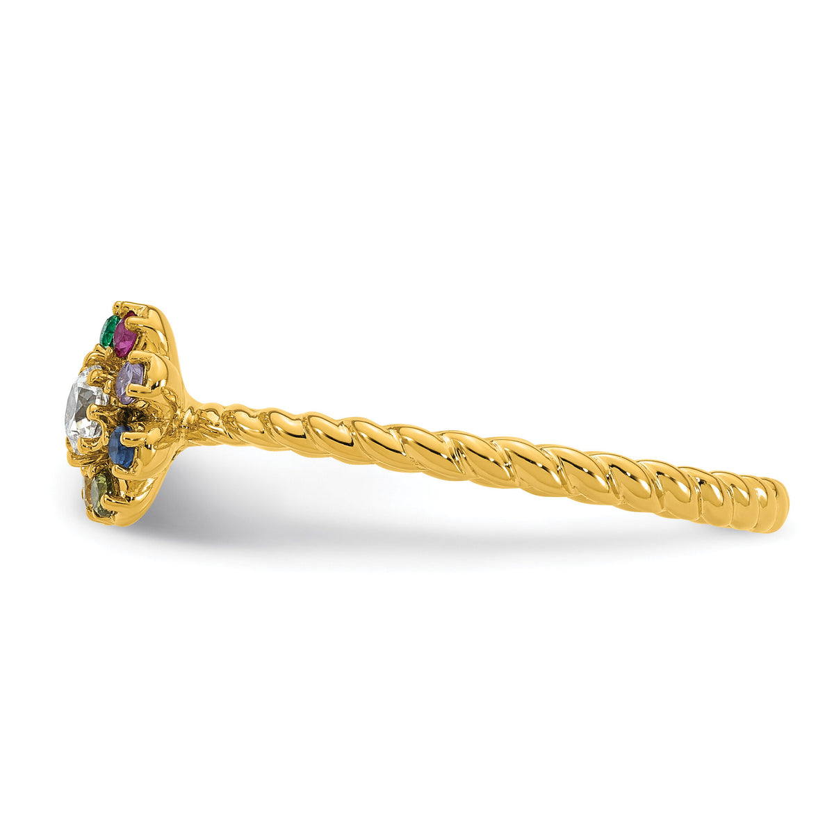 14k 6 Birthstone Flower with Diamond Mother's Ring Mounting-XMR107/6Y