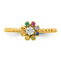14k 6 Birthstone Flower with Diamond Mother's Ring Mounting-XMR107/6Y