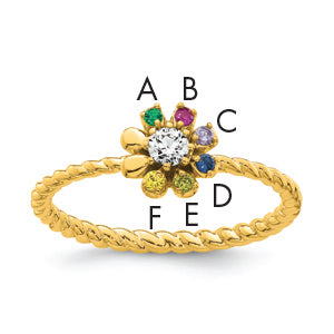 14k 6 Birthstone Flower with Diamond Mother's Ring Mounting-XMR107/6Y