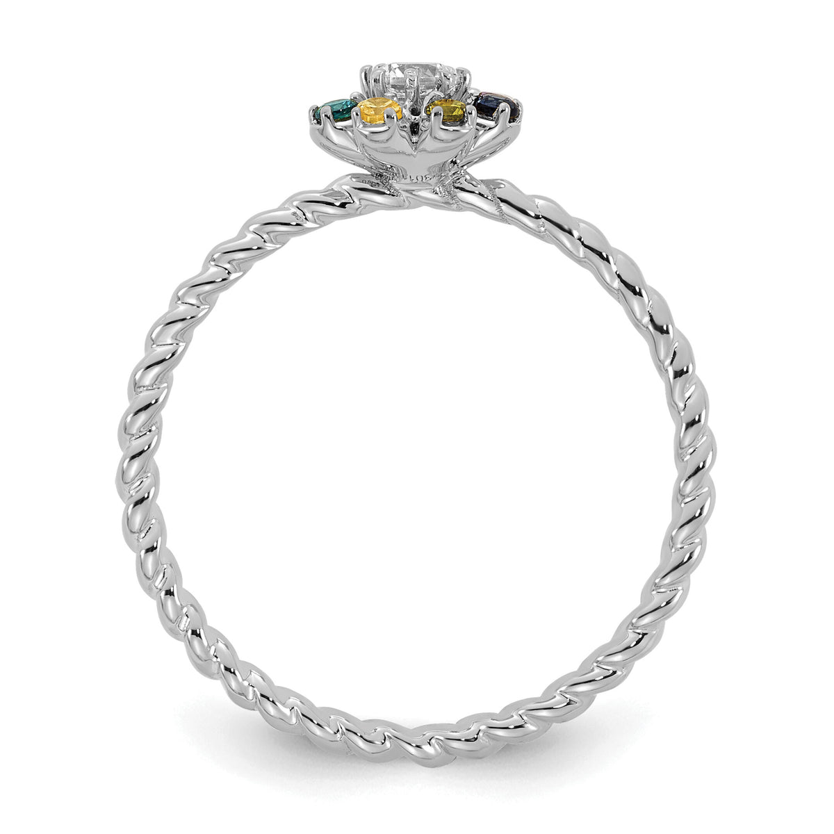 14k WG 7 Birthstone Flower w/ Diamond Mother's Ring Mounting-XMR107/7W