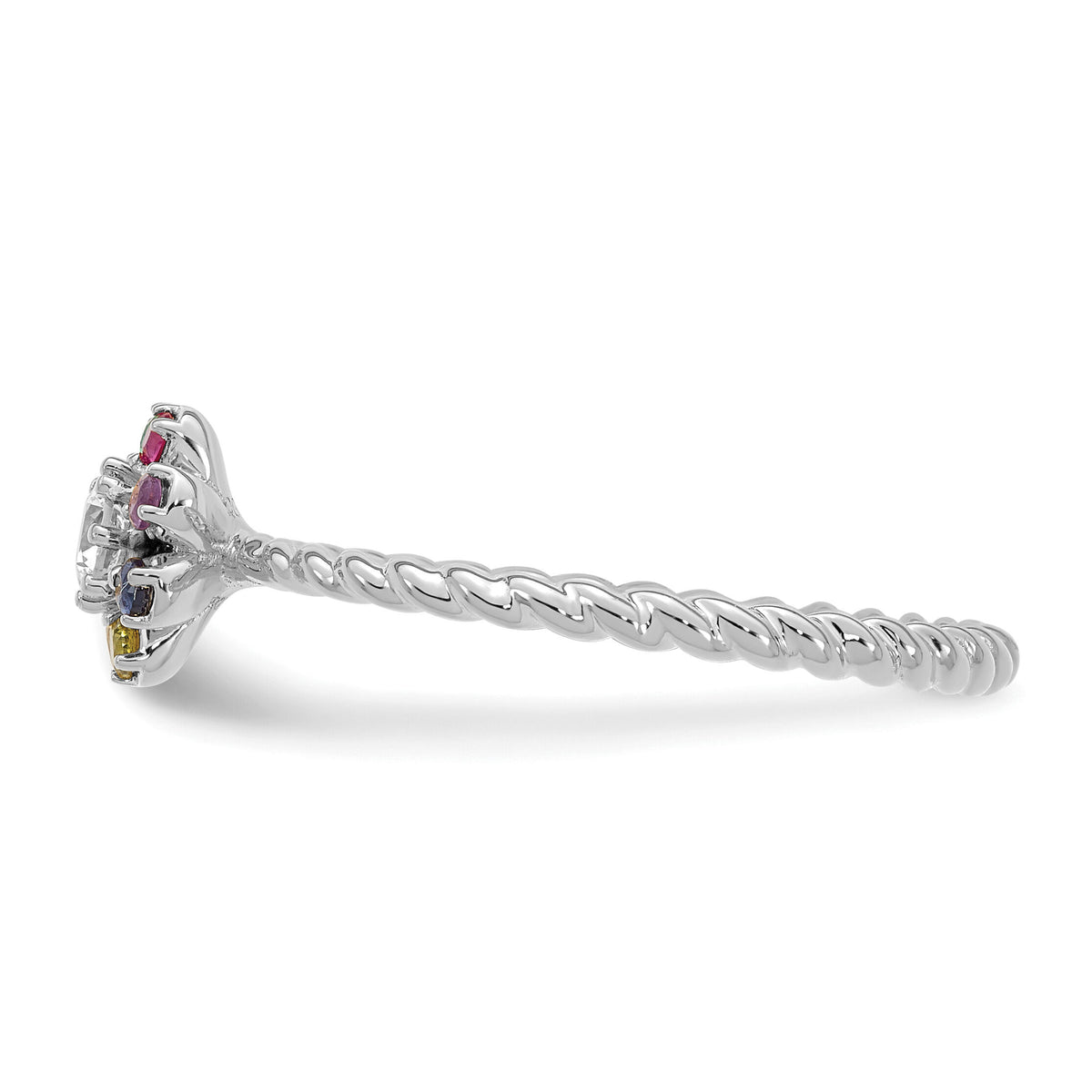 14k WG 7 Birthstone Flower w/ Diamond Mother's Ring Mounting-XMR107/7W