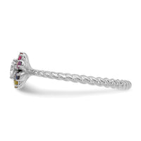14k WG 7 Birthstone Flower w/ Diamond Mother's Ring Mounting-XMR107/7W