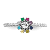 14k WG 7 Birthstone Flower w/ Diamond Mother's Ring Mounting-XMR107/7W