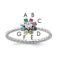 14k WG 7 Birthstone Flower w/ Diamond Mother's Ring Mounting-XMR107/7W