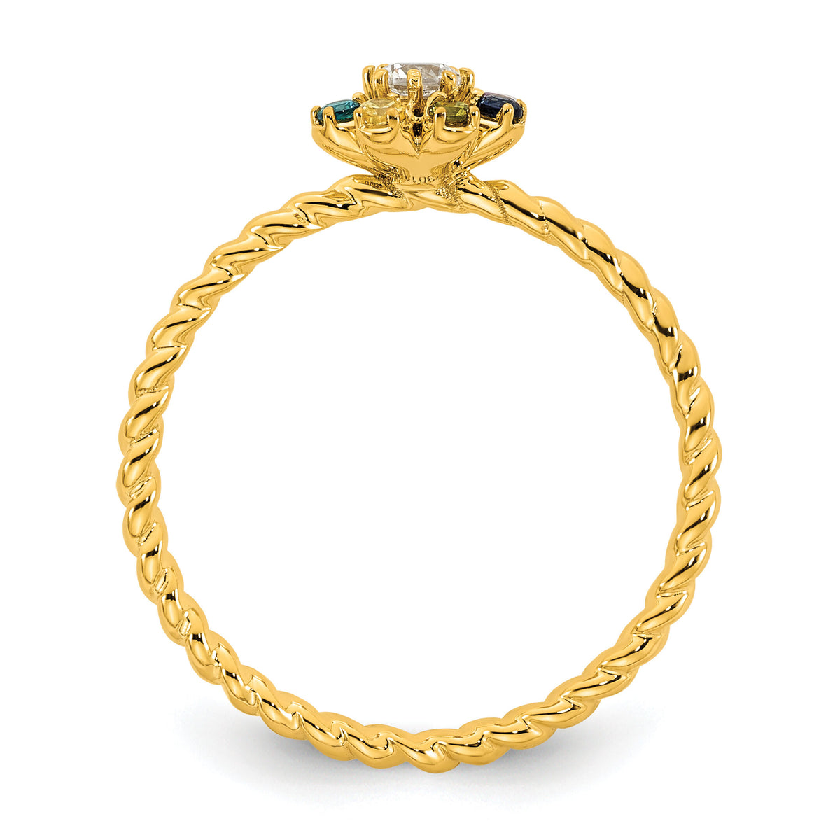 14k 7 Birthstone Flower with Diamond Mother's Ring Mounting-XMR107/7Y