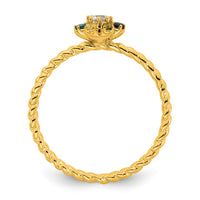 14k 7 Birthstone Flower with Diamond Mother's Ring Mounting-XMR107/7Y