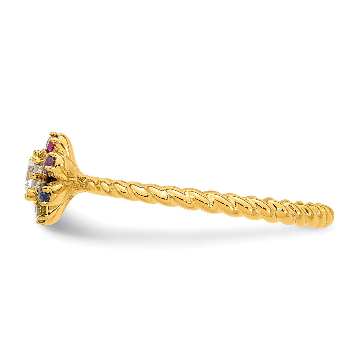 14k 7 Birthstone Flower with Diamond Mother's Ring Mounting-XMR107/7Y