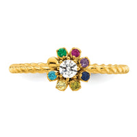 14k 7 Birthstone Flower with Diamond Mother's Ring Mounting-XMR107/7Y