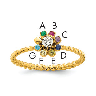 14k 7 Birthstone Flower with Diamond Mother's Ring Mounting-XMR107/7Y-7