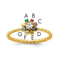 14k 7 Birthstone Flower with Diamond Mother's Ring Mounting-XMR107/7Y