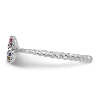 14k WG 8 Birthstone Flower w/ Diamond Mother's Ring Mounting-XMR107/8W