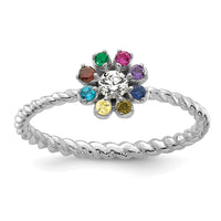 14k WG 8 Birthstone Flower w/ Diamond Mother's Ring Mounting-XMR107/8W
