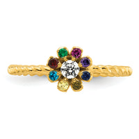 14k 8 Birthstone Flower with Diamond Mother's Ring Mounting-XMR107/8Y