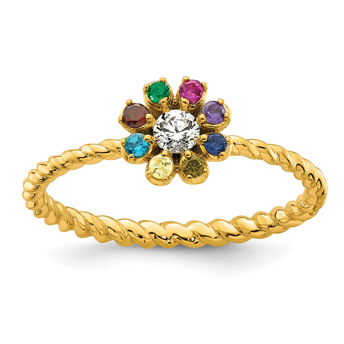 14k 8 Birthstone Flower with Diamond Mother's Ring Mounting-XMR107/8Y