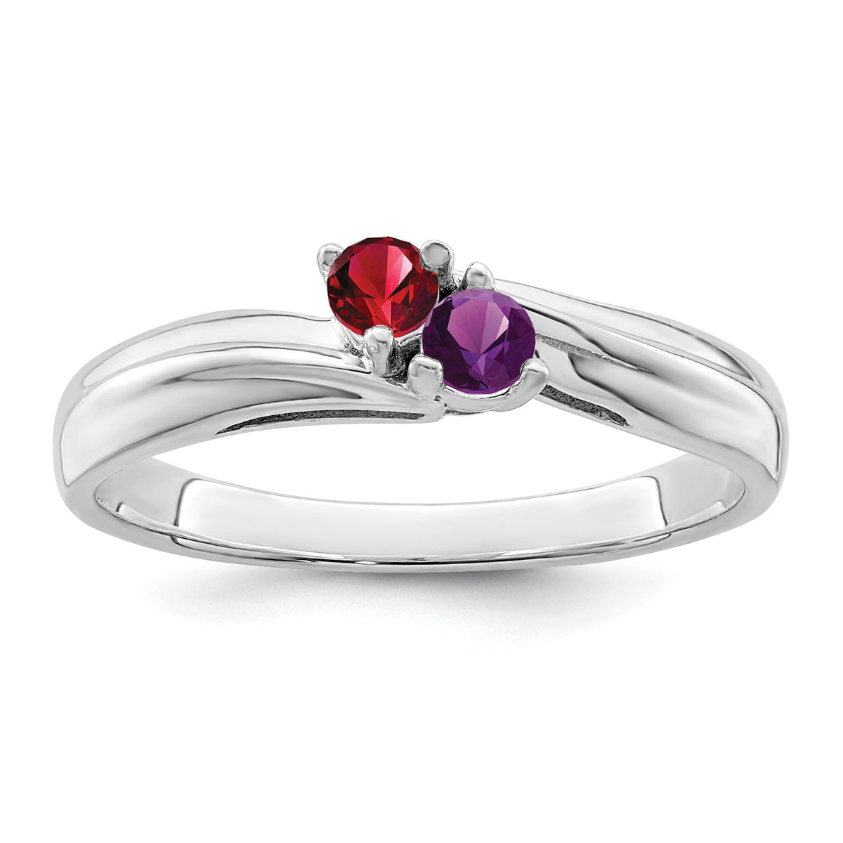 14k White Gold Polished 2-Stone Mothers Ring Mounting-XMR10/2W-7