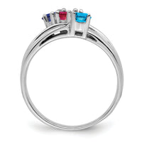 14k White Gold Polished 3-Stone Mothers Ring Mounting-XMR10/3W