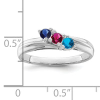 14k White Gold Polished 3-Stone Mothers Ring Mounting-XMR10/3W