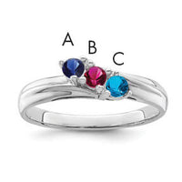 14k White Gold Polished 3-Stone Mothers Ring Mounting-XMR10/3W