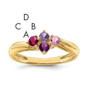 14k Polished 4-Stone Mothers Ring Mounting-XMR10/4
