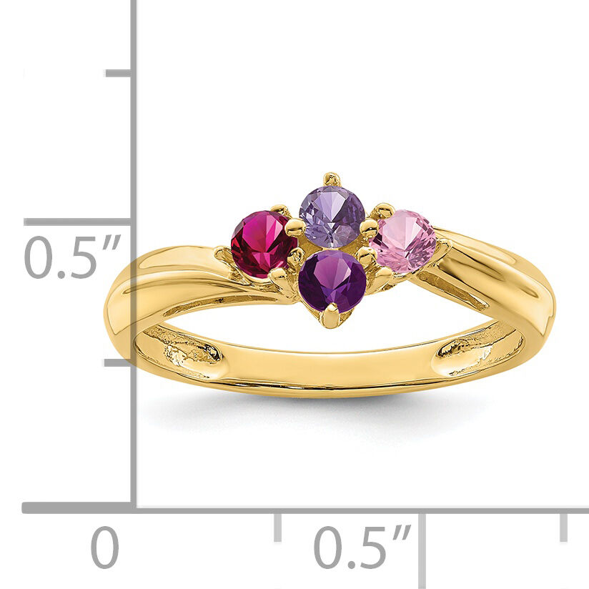 14k Polished 4-Stone Mothers Ring Mounting-XMR10/4