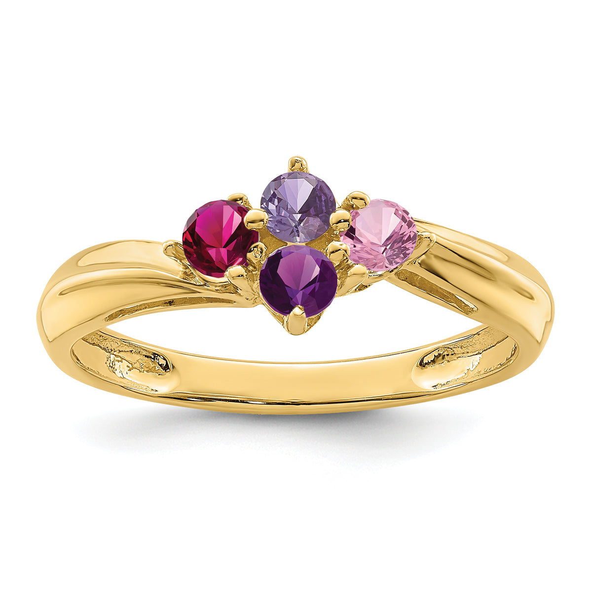 14k Polished 4-Stone Mothers Ring Mounting-XMR10/4-7