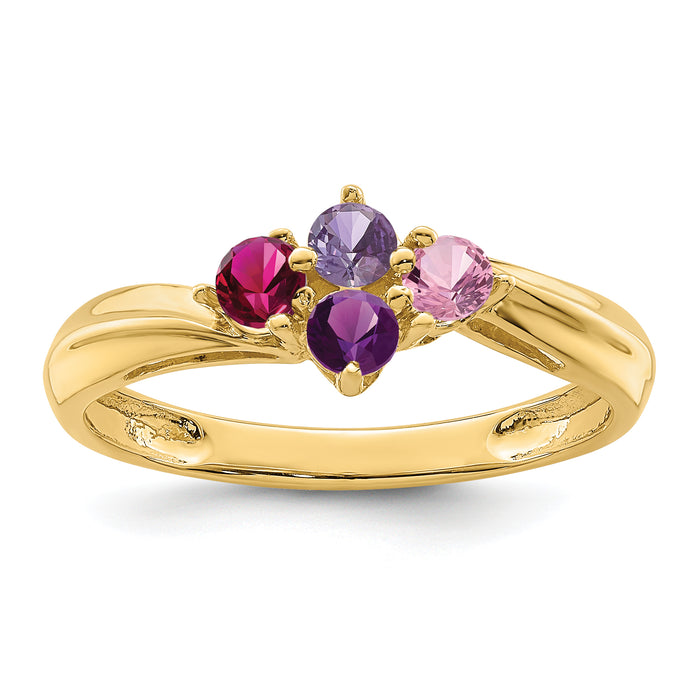 14k Polished 4-Stone Mothers Ring Mounting-XMR10/4-7