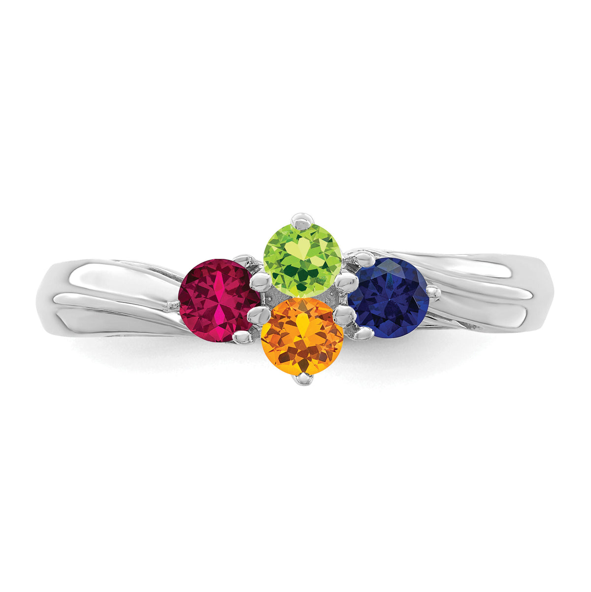 14k White Gold Polished 4-Stone Mothers Ring Mounting-XMR10/4W