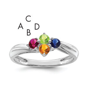 14k White Gold Polished 4-Stone Mothers Ring Mounting-XMR10/4W