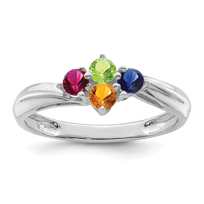 14k White Gold Polished 4-Stone Mothers Ring Mounting-XMR10/4W-7