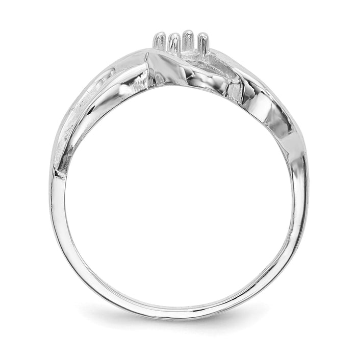 14k White Gold Polished 1-Stone Mothers Ring Mounting-XMR12/1W