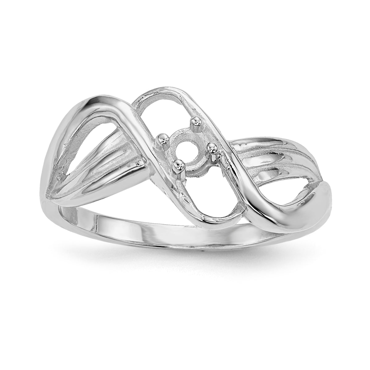 14k White Gold Polished 1-Stone Mothers Ring Mounting-XMR12/1W-7