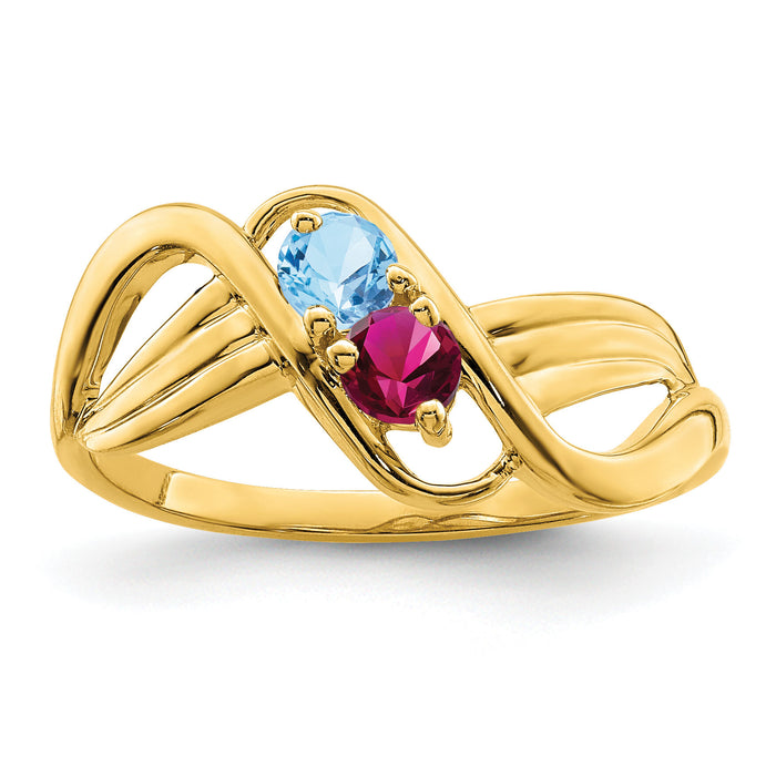 14k Polished 2-Stone Mothers Ring Mounting-XMR12/2