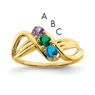 14k Polished 3-Stone Mothers Ring Mounting-XMR12/3