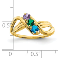 14k Polished 3-Stone Mothers Ring Mounting-XMR12/3