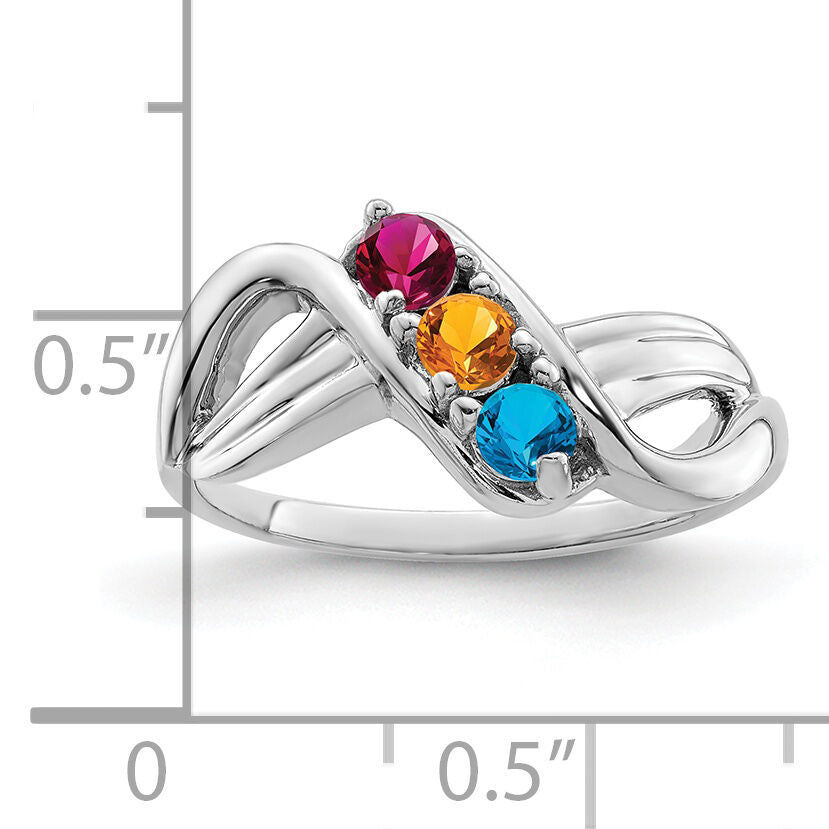 14k White Gold Polished 3-Stone Mothers Ring Mounting-XMR12/3W