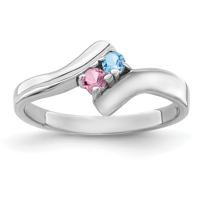 14k White Gold Polished 2-Stone Mothers Ring Mounting-XMR13/2W-7