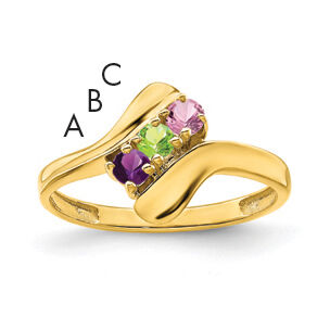 14k Polished 3-Stone Mothers Ring Mounting-XMR13/3