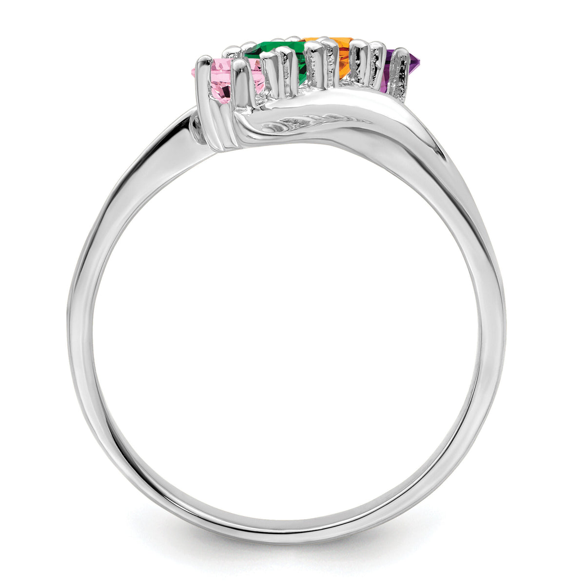 14k White Gold Polished 4-Stone Mothers Ring Mounting-XMR13/4W
