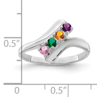 14k White Gold Polished 4-Stone Mothers Ring Mounting-XMR13/4W