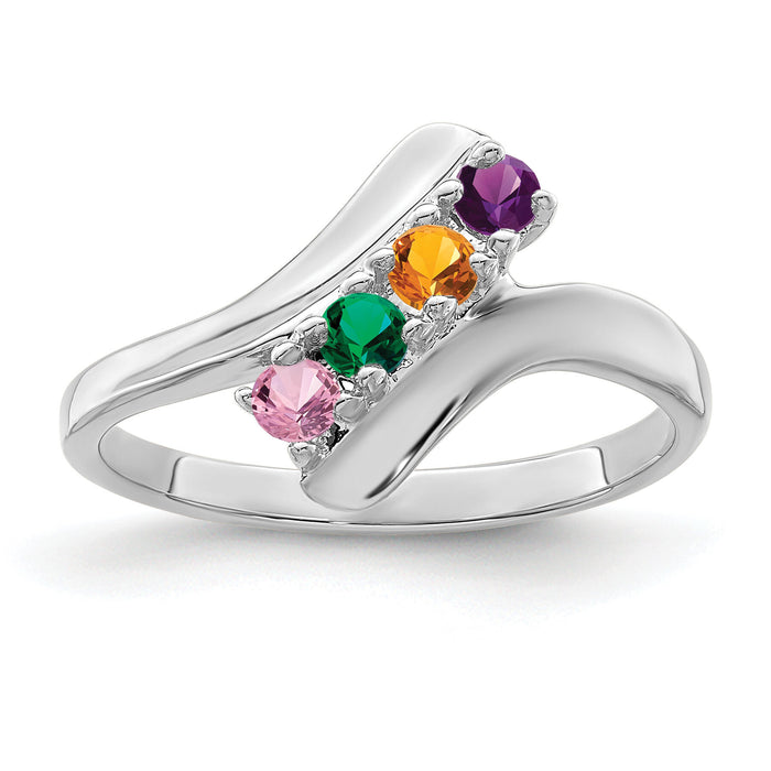 14k White Gold Polished 4-Stone Mothers Ring Mounting-XMR13/4W