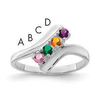 14k White Gold Polished 4-Stone Mothers Ring Mounting-XMR13/4W