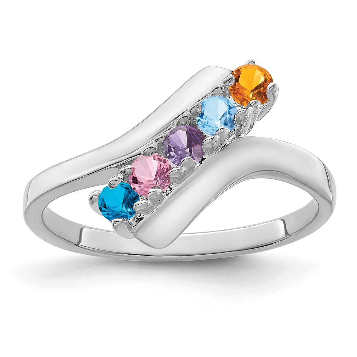 14k White Gold Polished 5-Stone Mothers Ring Mounting-XMR13/5W-7