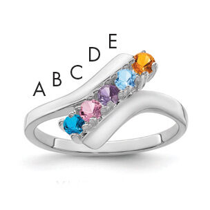 14k White Gold Polished 5-Stone Mothers Ring Mounting-XMR13/5W