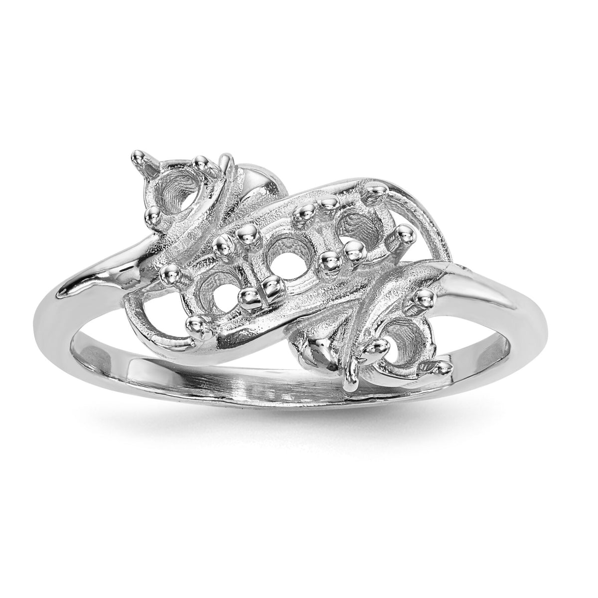 14k White Gold Polished 5-Stone Mothers Ring Mounting-XMR14/5W