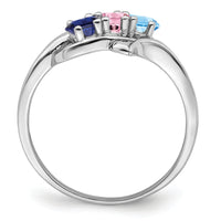 14k White Gold Polished 3-Stone Mothers Ring Mounting-XMR14/3W