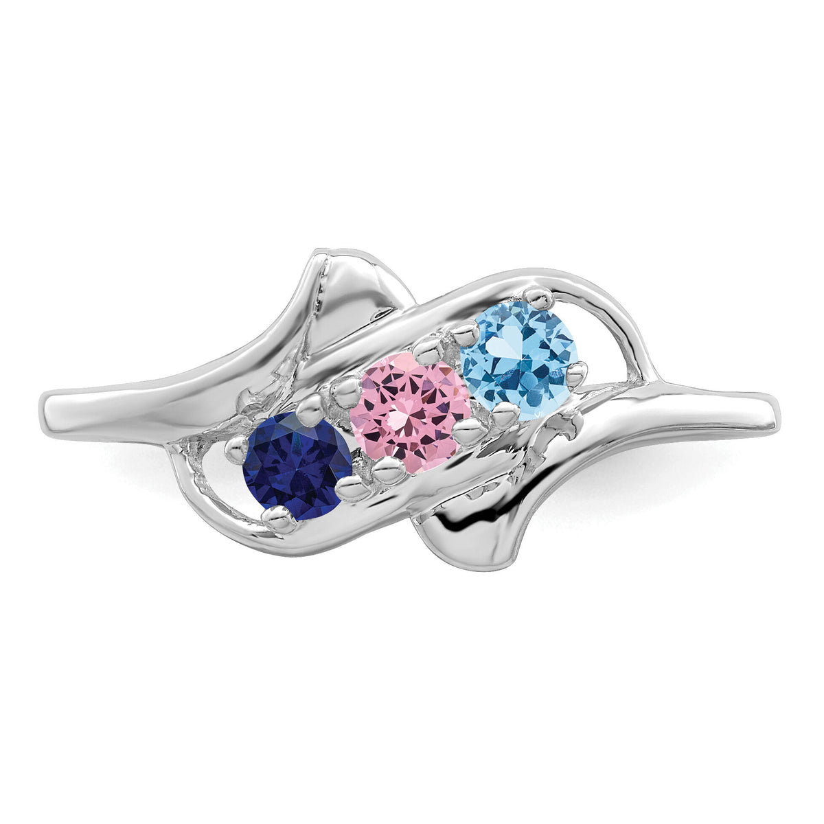 14k White Gold Polished 3-Stone Mothers Ring Mounting-XMR14/3W