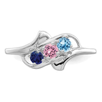 14k White Gold Polished 3-Stone Mothers Ring Mounting-XMR14/3W