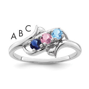 14k White Gold Polished 3-Stone Mothers Ring Mounting-XMR14/3W