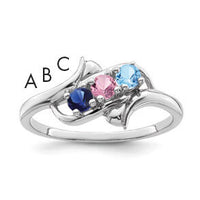 14k White Gold Polished 3-Stone Mothers Ring Mounting-XMR14/3W