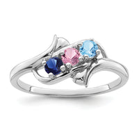 14k White Gold Polished 3-Stone Mothers Ring Mounting-XMR14/3W
